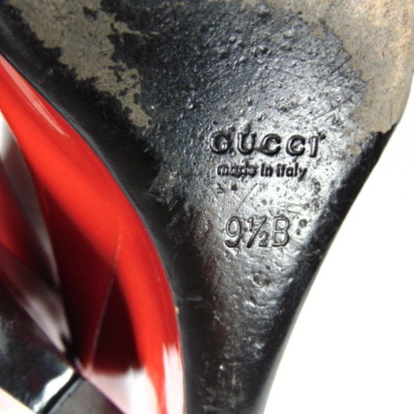 GUCCI Red Patent Leather Peep-Toe Wedge Heels Size 39.5 US 9 - Picture 15 of 15